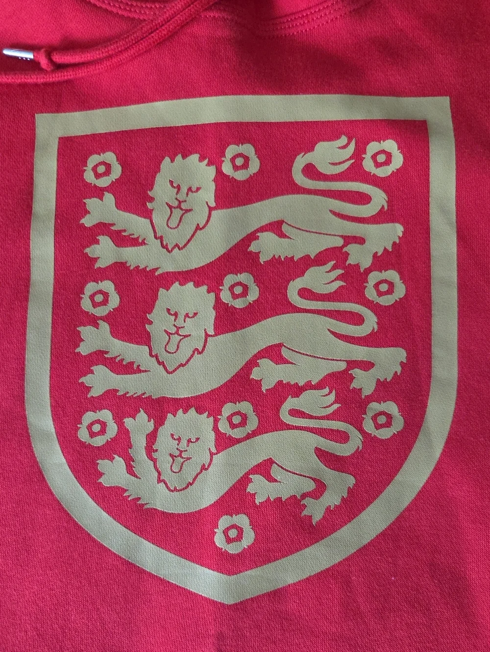 England 3 Lions Nike Soccer Hoodie. Size Large, Red & Gold. - Picture 2 of 6